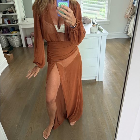 Camila Coelho Brown Sheer Dress